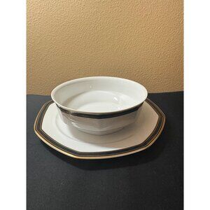 Christopher Stuart Y0009 Black Dress Fine China Serving Bowl & Serving Plate Set